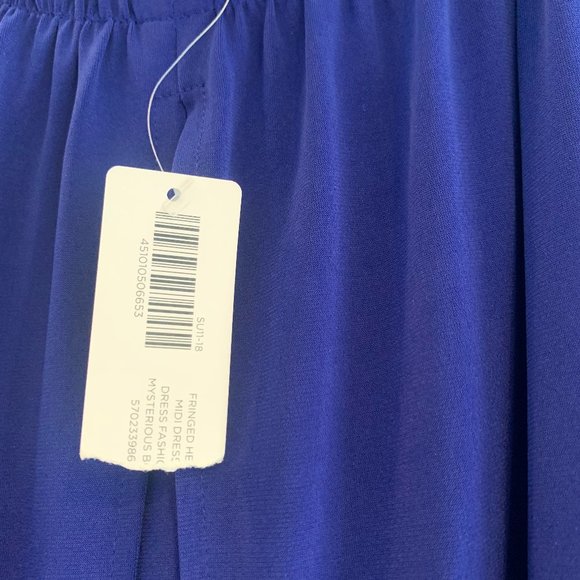 NWT Royal Blue Chicos Fringed-Hem Dress, Size 1 (comparable to small or 4) - Picture 11 of 15